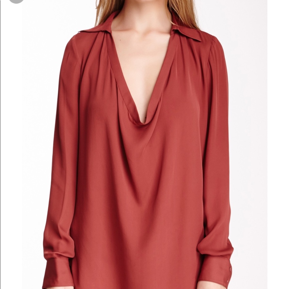 Haute Hippie Cowl Neck Long Sleeve Blouse